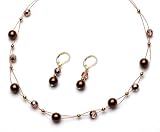 413e08LNU0L. SL160  Bridesmaids Jewelry Set, Brown & Gold Necklace & Earrings for Weddings or Prom 683 G