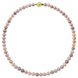 8-8.5mm 36" Multicolor Freshwater Pearl Necklace "AA" 14K Yellow Gold Bead Clasp