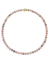 10-11mm 16" Multicolor Freshwater Pearl Necklace "A" 14K Yellow Gold Bead Clasp