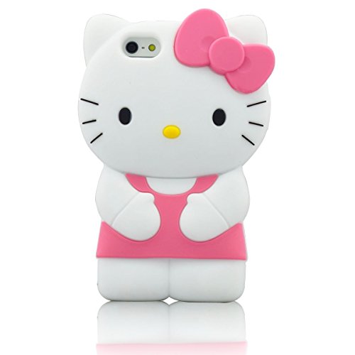 LliVEER 3D Lovely Hello Kitty Soft Silicone Skin Case Cover Shell Protector for Iphone 6 Plus 5.5'' Pink