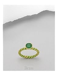 Forest Green Colored Enamel Ring In Brass