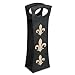 Fleur De Lis Jute Bottle Bag With Cutout Oval Carrying Handle