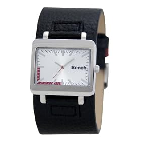 Bench Gents Silver Dial Watch With Black Textured Strap