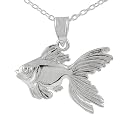 Sterling Silver High Polished Gold Fish Pendant