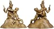 Antique Sculpture Hindu Lord Krishan and Radha Bronze Figurine 6 x 4.5 x 6 inches