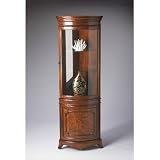 Butler Specialty Olive Ash Burl (Medium Cherry Tone) Corner Curio Cabinet - 7039101