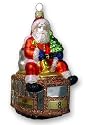 Glass Christmas Ornament, "Cable Car Santa", Exclusive Mold by MIA