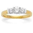 14K Two-Tone Gold Diamond Three Stone Ring - 0.90 Ct.