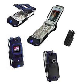 (3 in 1)verizon Alltel Cdma Motorola Krzr K1m Stringray Case with Removable Belt Clip + Rapid Car Charger Cigarette Lighter Adapter for K1zr K1m + Standard Travel/home/wall Charger for K1zr K1m (Blue)