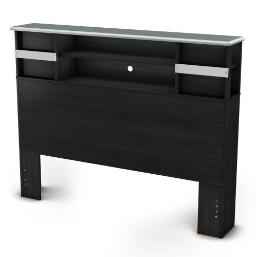 Cosmos Bookcase Headboard - Black Onyx and Charcoal (Full)
