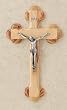 Wall Crucifix - 10" Height - Fleur De Lis Cross - Olive Wood - IMPORTED FROM ITALY