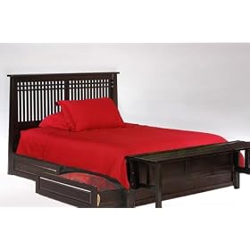 Solstice Twin Platform Bed w Dark Chocolate Finish + 4-Drawer Set and Footboard Bench