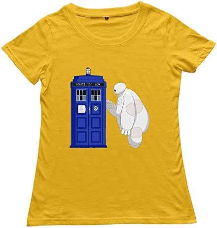 Women's O-Neck Tee Baymax Meet Tardis Size M Yellow