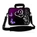14 Inch Dancing Butterflies and Heart on Rich Purple DOUBLE Sided Print Design Dual Compartment Laptop Carrying Case Notebook Slipcase Bag Netbook Sleeve Cover + Detachable Padded Adjustable Shoulder Strap for McBook Dell HP EliteBook Sony VAIO Toshiba