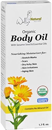 Wallys Natural Products Organic Body Oil - 1.7 oz - With Sesame Seed and Essential Oils - Dermatologist Tested
