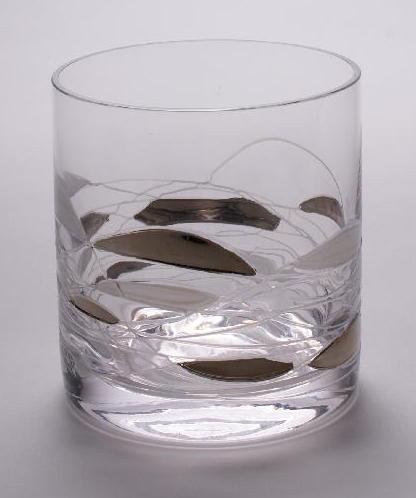 Set Of Four (4) - Romanian Crystal Glasses/Barware - White/Platinum Swirl/Stained Glass Pattern - Milano Special Edition Design - 11 Oz Whiskey Liquor Glassware