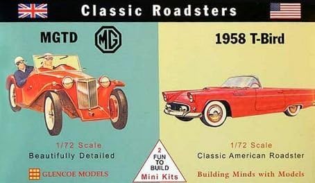 Glencoe Classic Roadsters MGTD and 1958 T-Bird 1:72 Scale Model Kit by Glencoe