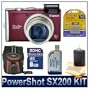 Canon PowerShot SX200 IS Digital Camera (Red),12.1 MP, 12x Optical Zoom, 3" LCD, Deluxe Carrying Case, 8 GB SD Card, BP-5LCL 1150mah Battery Pack, 3pc. Lens Cleaning Kit, SD USB 2.0 Card Reader