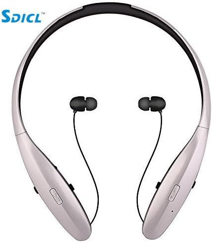Bluetooth Headphones, SDICL Wireless Stereo Sweatproof Sports Neckband Headsets with Retractable Earbuds for iPhone/Android and other Bluetooth Device (960 SILVER)