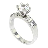 Classic Solitaire Engagement Ring w/Round Brilliant White CZ