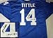 Y.A. Tittle Autographed/Hand Signed Custom Blue jersey with HOF Inscription