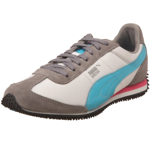 PUMA Women's Speeder Sneaker,Cloudburst/White/Scuba Blue/Fluo Pink,8.5 B(M) US