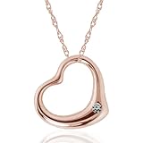 14k White, Yellow or Rose Gold Diamond Heart Pendant, 17