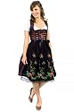 Trachten Dirndl aus Seide in schimmerndem Braun, mit schwarz-transparenter, blumenbestickter Sch&uuml;rze, ideale Formung des Oberk&ouml;rpers