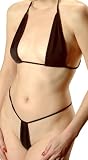 SpicySpot Micro Mini Thong and String Top Bikini Set, Black