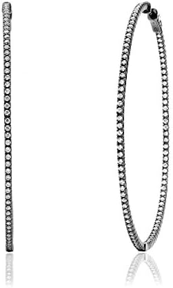 Black 925 Sterling Silver Thin XX-large Hoop Earrings