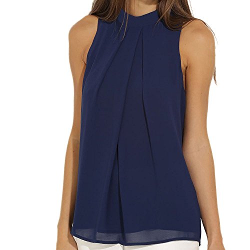 vanberfia Women's Casual Sexy Sleeveless Chiffon Blouse Summer Tops