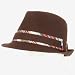 Linen Cotton Plaid Lining Fedora Trilby Hat Brown L/XL