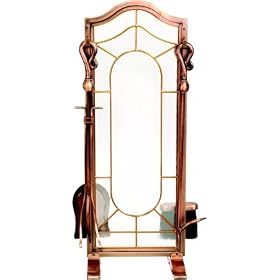 5 Pc Antique Copper Leaded Glass Fireset by Uniflame