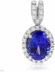 14K White Gold Tanzanite and Diamond Pendant -- LIFETIME WARRANTY