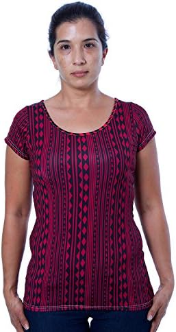 Women's All Over Fashion Top (1X, Black &amp; Red Aztek Print)