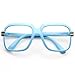 Large Color Coated Square Oversized Hip Hop Clear Lens Glasses (Blue)