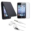 eForCity Black Flip Leather Case + LCD Screen Protector + Stereo Headset /w earphones Compatible With Apple&reg; iPod touch&reg; 2nd / 3rd Generation