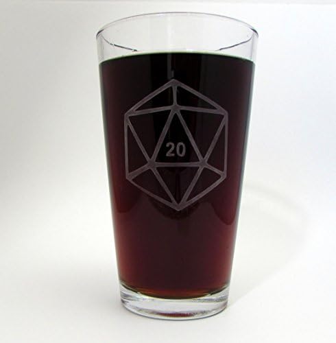 Game Dice Polyhedral D20 DM Dungeon Master Gift | Etched Beer Glass Pint