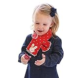 ベビー 幼児 キッズ 子供 用 うさぎ クマ ワンポイント マフラー 男女兼用 全４色 (レッド)