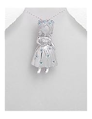 Girl CZ Pendant Necklace In 92.5 Sterling Silver