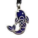 Koi in Blue Pewter Pendant on Adjustable Cord Necklace