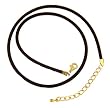 Necklace Cord For Pendants - Brown Flock + 2" Extension Chain ~ Gold Plated Ends ~ 16 or 20 inches