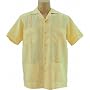 Men's Guayabera Shirt - Cool Mexican, Cuban Wedding and Cigar Clothing, 100% Irish Linen Yellow-Pleated - Traditional Pleating