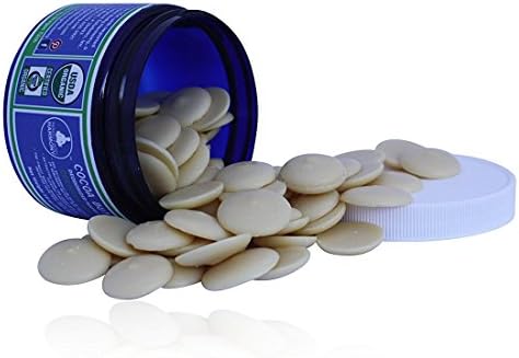 Cocoa Butter Wafer Chips Authentic Certified Organic Deodorized (Mild Chocolate Scent) 7.0 oz. Size JAR Perfect For Storage! Best Premium Cocoa B., Rich In Antioxidants From The Cacao Bean.