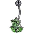 Belly Button Rings Peridot Green Austrian Crystal Flower Birthstones Belly Navel Ring Body Jewelry
