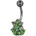 Pugster Belly Navel Ring Peridot Green Austrian Crystal Flower Birthstones Belly Navel Ring Body Jewelry