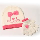 Urban Boundaries Toddler Girls I Heart Kitty Knit Beanie & Glove 2-Pack: Fits Sizes 2-4