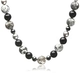 Sterling Silver, Black Onyx, Hematite, Dyed Pearl & Jade Necklace, 18