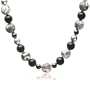 Sterling Silver, Black Onyx, Hematite, Dyed Pearl and Jade Necklace, 18"