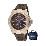 Invicta Mens 12157 Pro-Diver Chronograph Brown Dial Brown Polyurethane Watch with Blue Impact Case